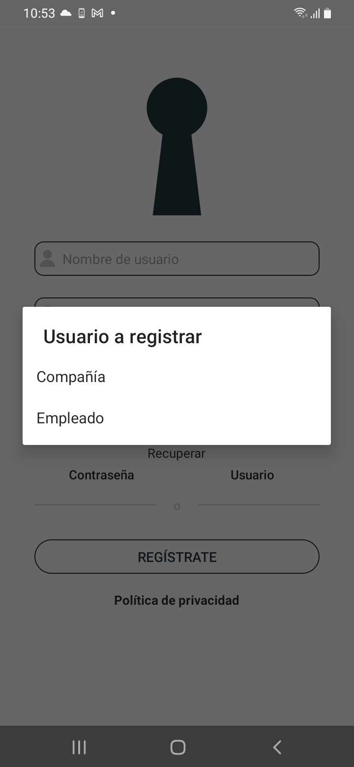 Seleccion de tipo de usuario en EmpPass