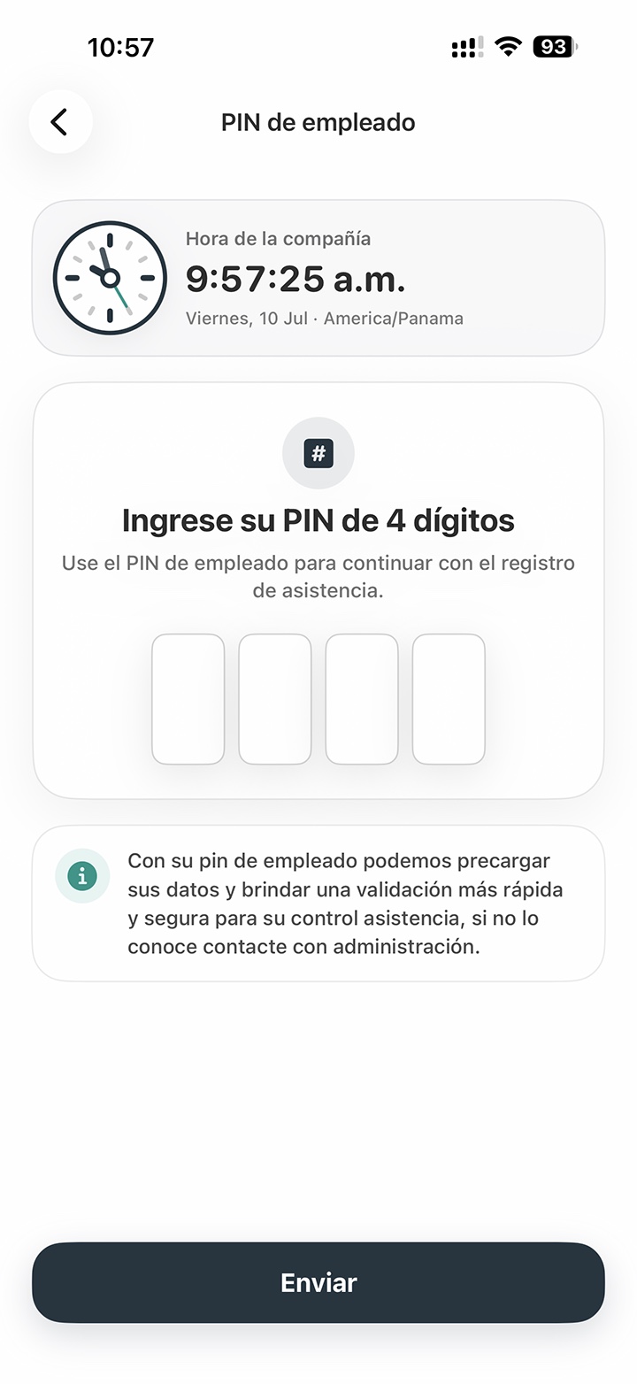 PIN de empleado en EmpPass - verificación de identidad antes del registro facial